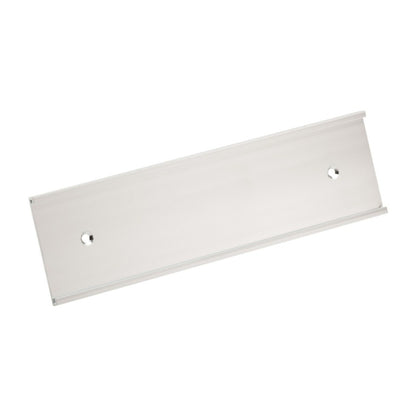 Silver brushed aluminum wall name plate holder with mounting holes